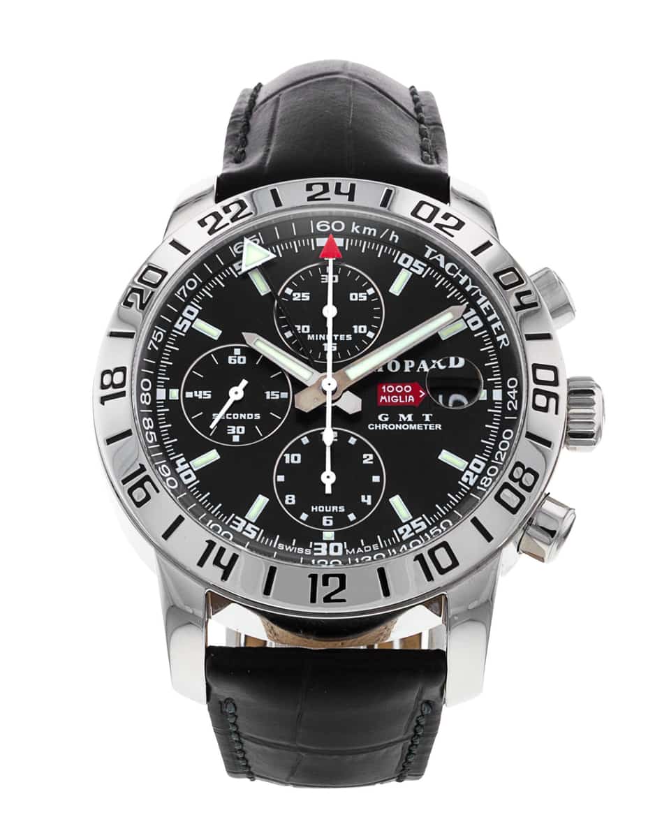Chopard Mille Miglia Black Baton Dial Leather Strap